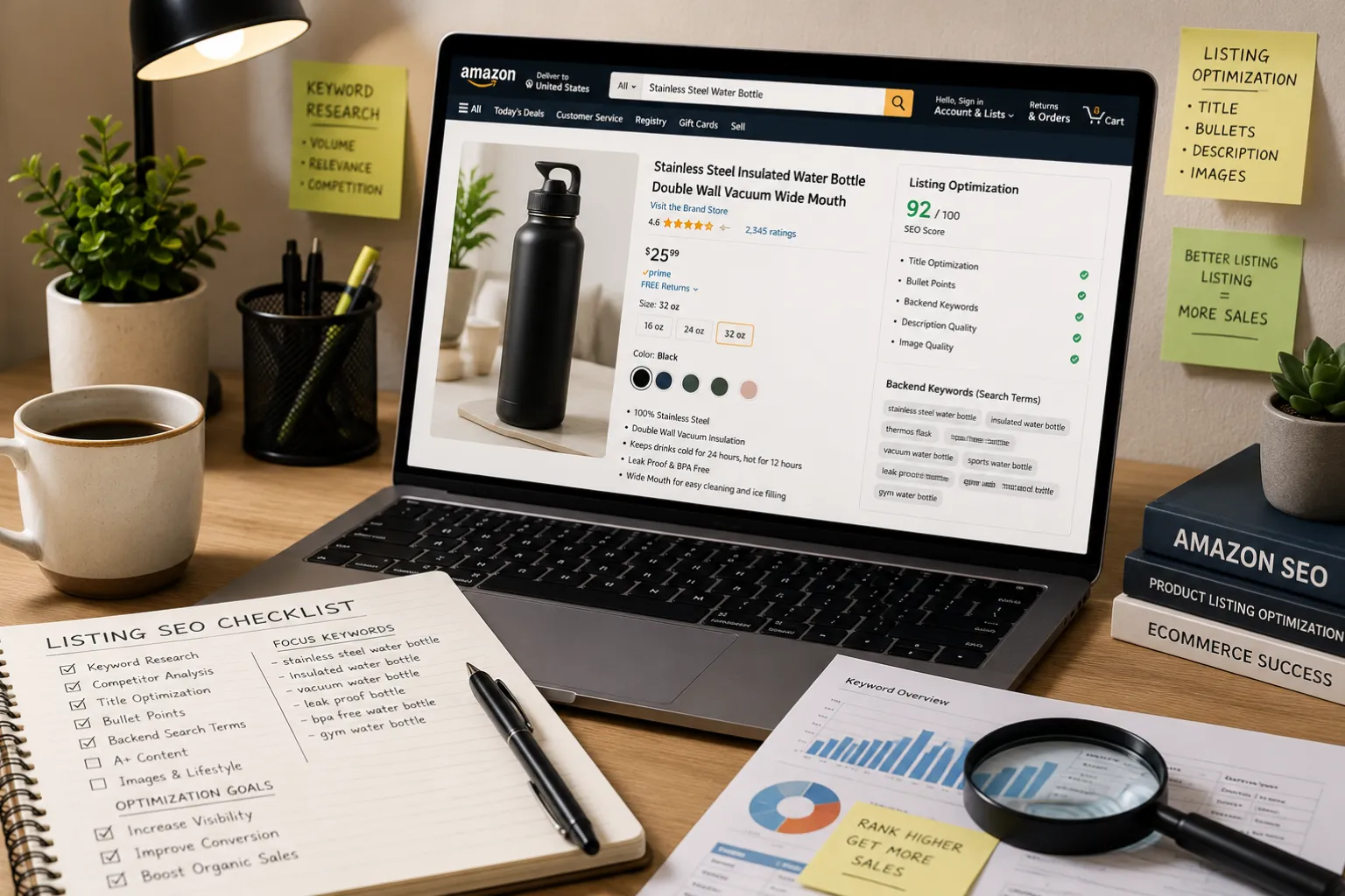 Amazon listing SEO optimization workflow